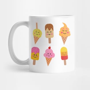 Kawaii Smiling Ice Cream and Popsicles Mug